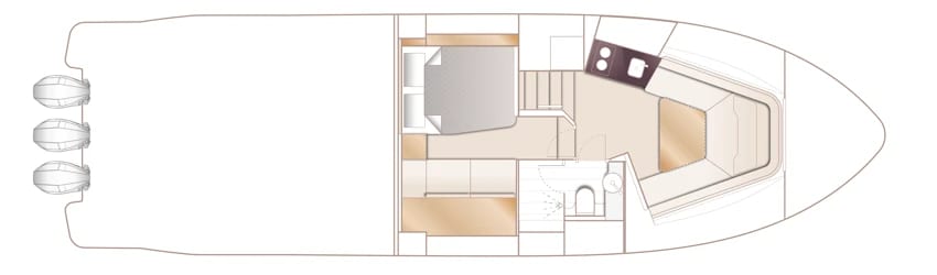 Princess C48 Open - c48-open-layout-lower-deck-with-optional-lower-galley.webp