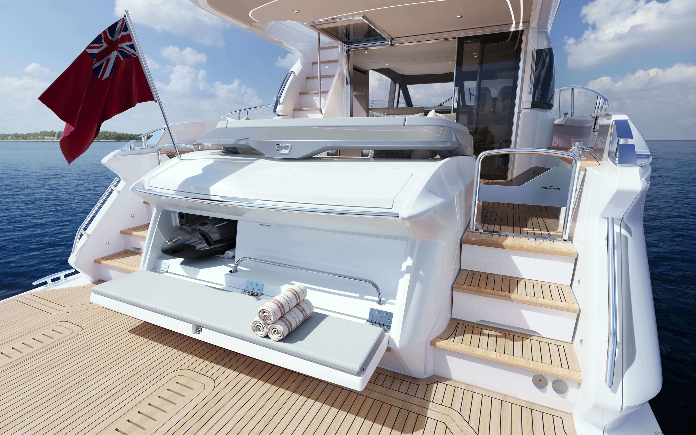 Princess F58 - f58-exterior-cgi-transom-optional-transom-seat-and-storage-2-2