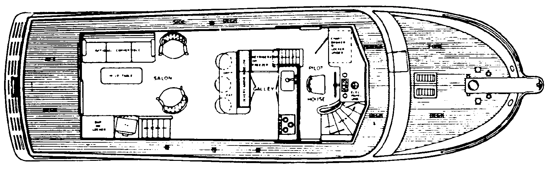 Marine Trader Yachts 50 Motor Yacht floor plan — Main Deck, Standard Floorplan