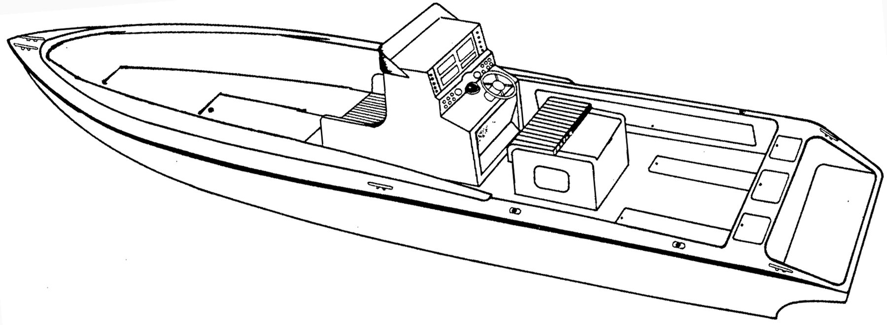 Marlin 350 Cuddy floor plan — Open Bow Layout