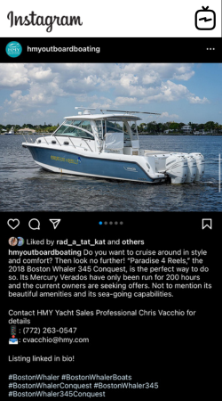 View IG Post - 2018 BOSTON WHALER 345 CONQUEST - Paradise 4 Reels