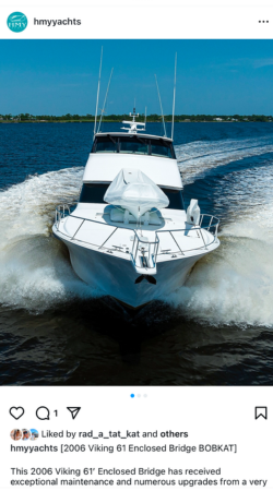 View IG Post - 2006 Viking 61 Enclosed Bridge BOBKAT