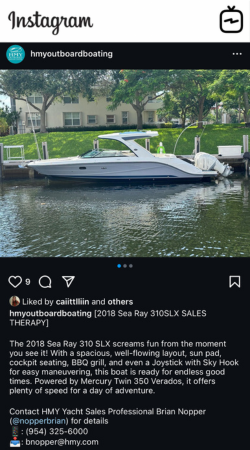 View IG Post - 2018 SEA RAY 310 SLX - Sales Therapy
