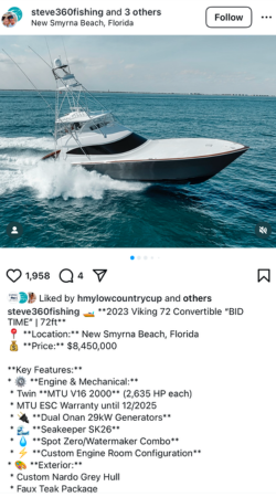 View IG Post - 2023 Viking 72 Convertible BID TIME