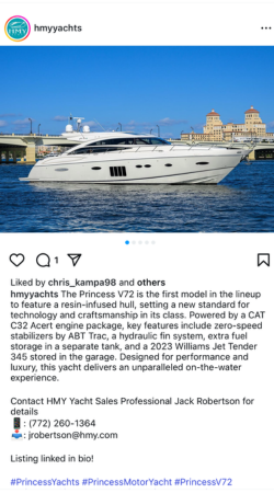 View IG Post - Princess V72 Express Yacht 2013 "Joint Credit II"