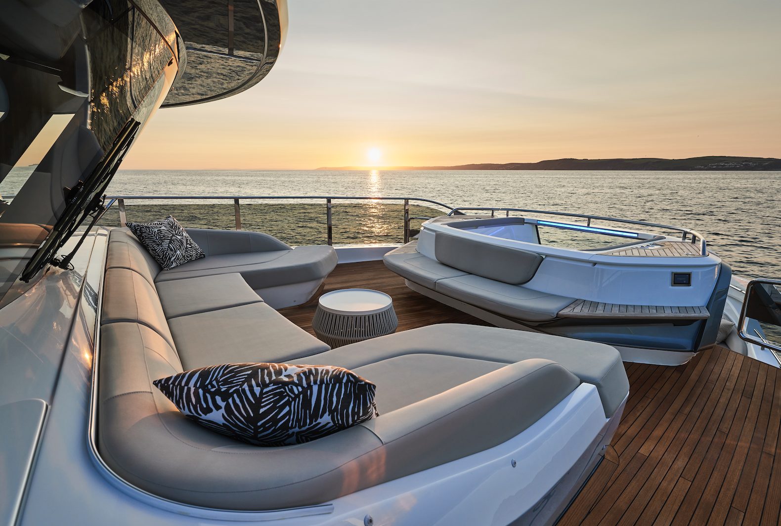 Sunset on a Princess yacht with a hot tub. 