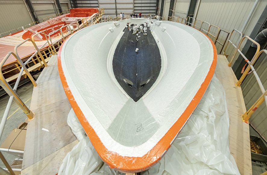 Viking 90 sportfish build process in factory. 