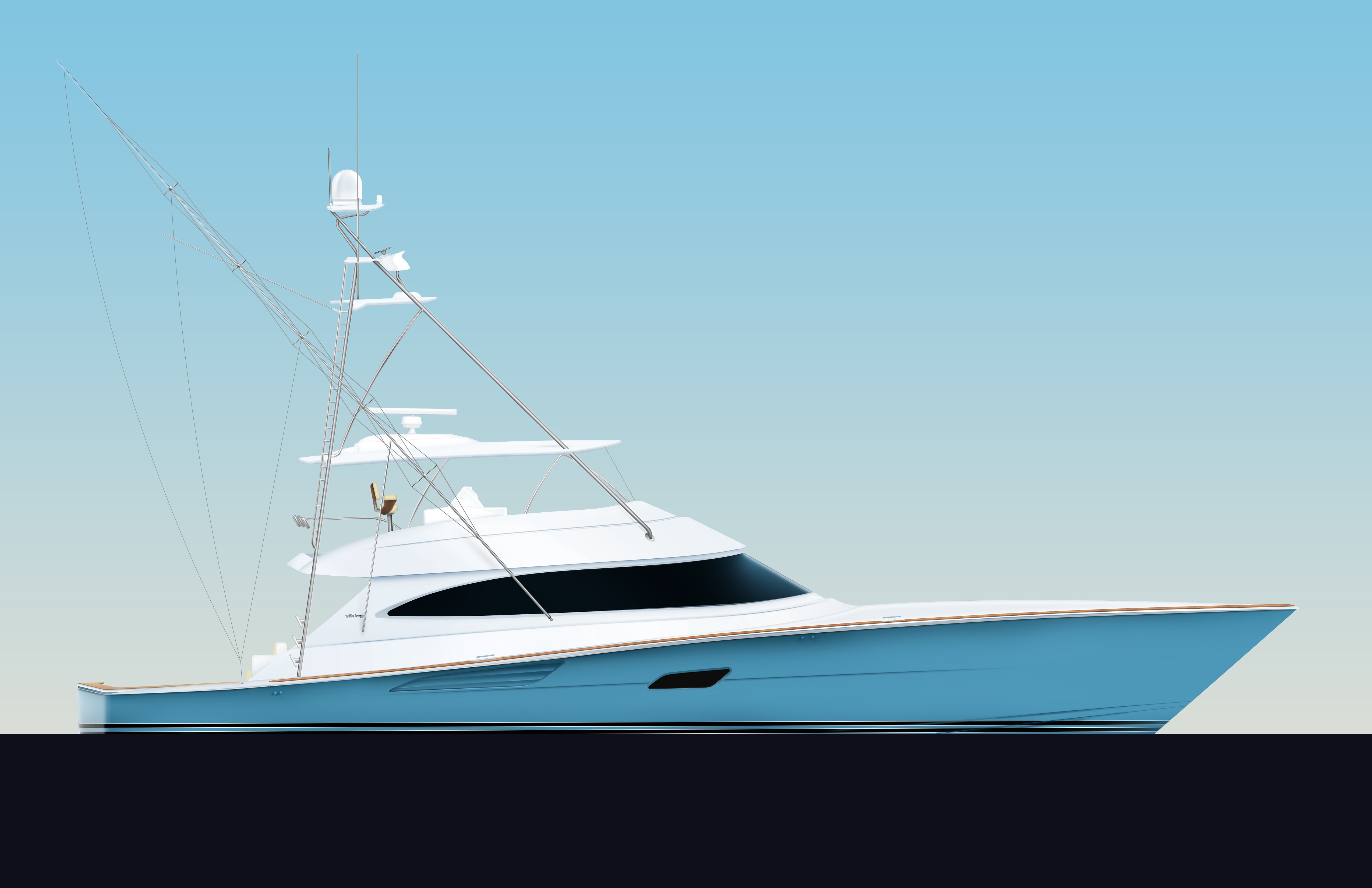 Viking 90 Convertible Starboard Profile Rendering