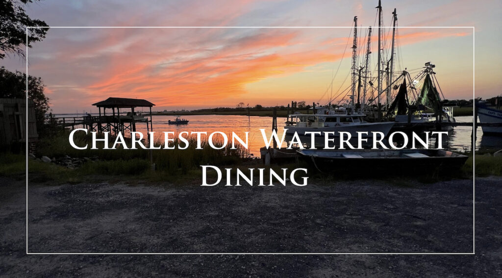 Charleston waterfront dining cover photo of sunset on Shem creek