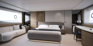 Princess S80 master stateroom with rovere oak finish
