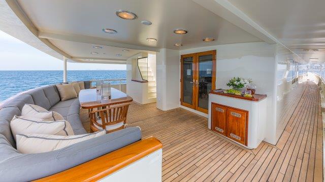 The aft deck on board Ariadne the motor yacht.