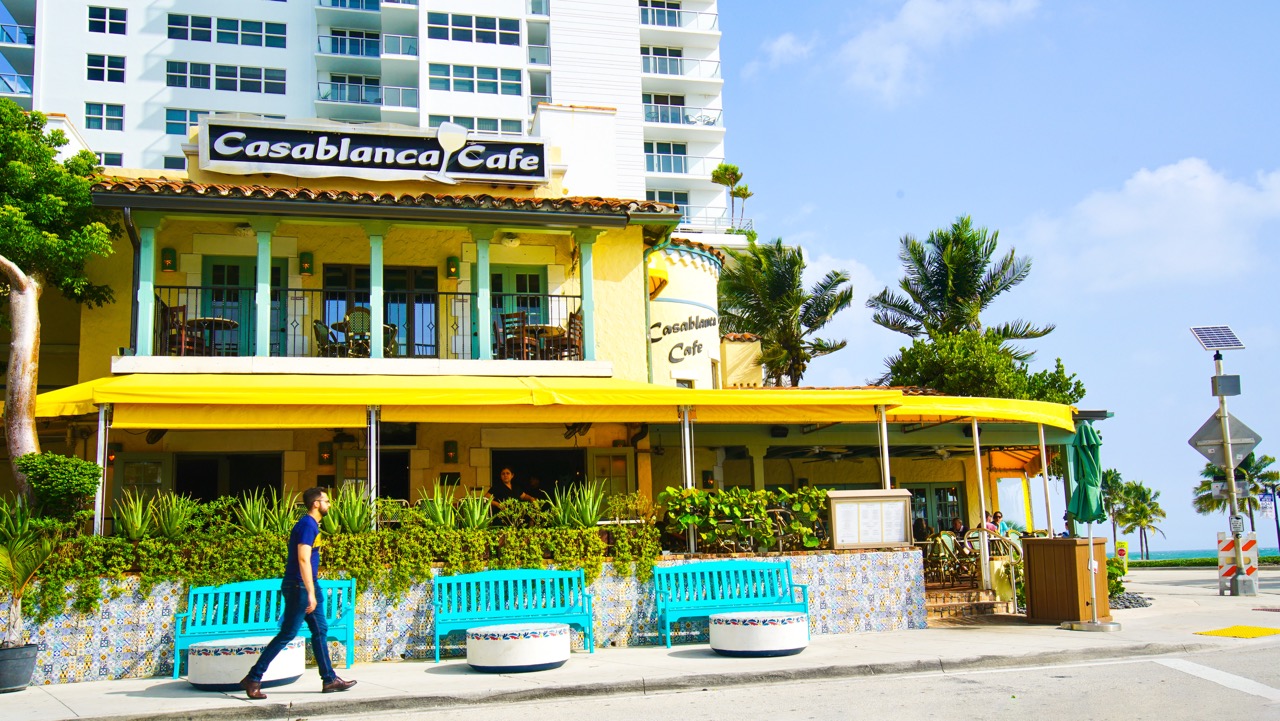 Exterior view of Casablanca Cafe in Fort Lauderdale, Florida.