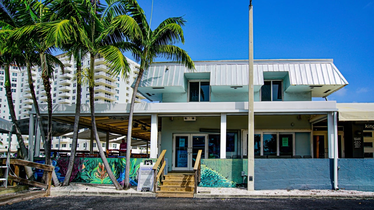 A view of the exterior for Coconuts, a popular restaurant in Fort Lauderdale, Florida.